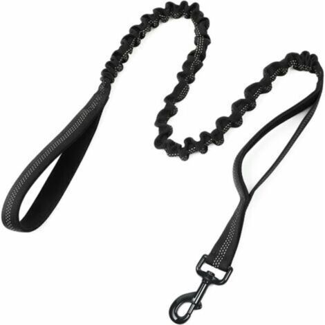 Hundeleine, Militärhundeleine, elastische Seilleine, Stoßdämpferleine, reflektierende Bungee-Leine mit 2 Griffen, ideal zum Spazierengehen und Trainieren