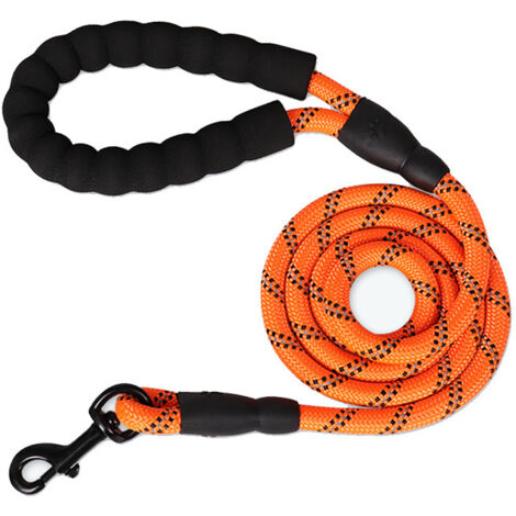 Hundeleine mit Reflektorstreifen, gepolstertem Griff und 360° drehbarem Metallverschluss. Verschiedene Größen erhältlich. Robuste Leinen für große Hunde, mittelgroße Hundeleinen (orange, 1,27 m – 2 m)