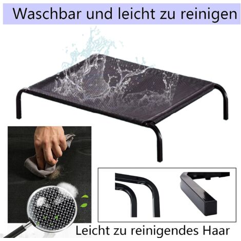 Hundeliege Outdoor Klein Hunde Hundeliege Schlafplatz Hundebett Katzenbett Outdoor Garten Camping, erhöhtes Haustierbett für Hunde und Katzen Campingbett für Hunde, 75cm x 47cm x 15cm Schwarz