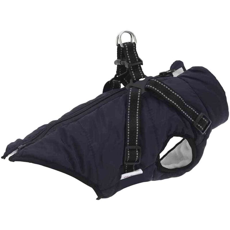Hundemantel Geschirr Wasserdicht Reflektierend Marineblau L36 Vidaxl