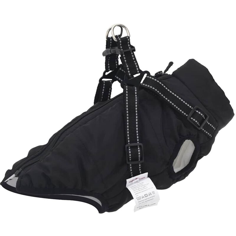 Hundemantel Mit Geschirr Wasserdicht Reflektierend Schwarz L24 Vidaxl