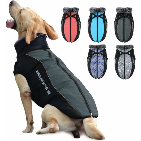 Hundemantel – reflektierende Thermojacke – Hundeschneemantel – wasserdichte Outdoor-Sportbekleidung – Kleidung für mittelgroße und große Hunde – grau XL