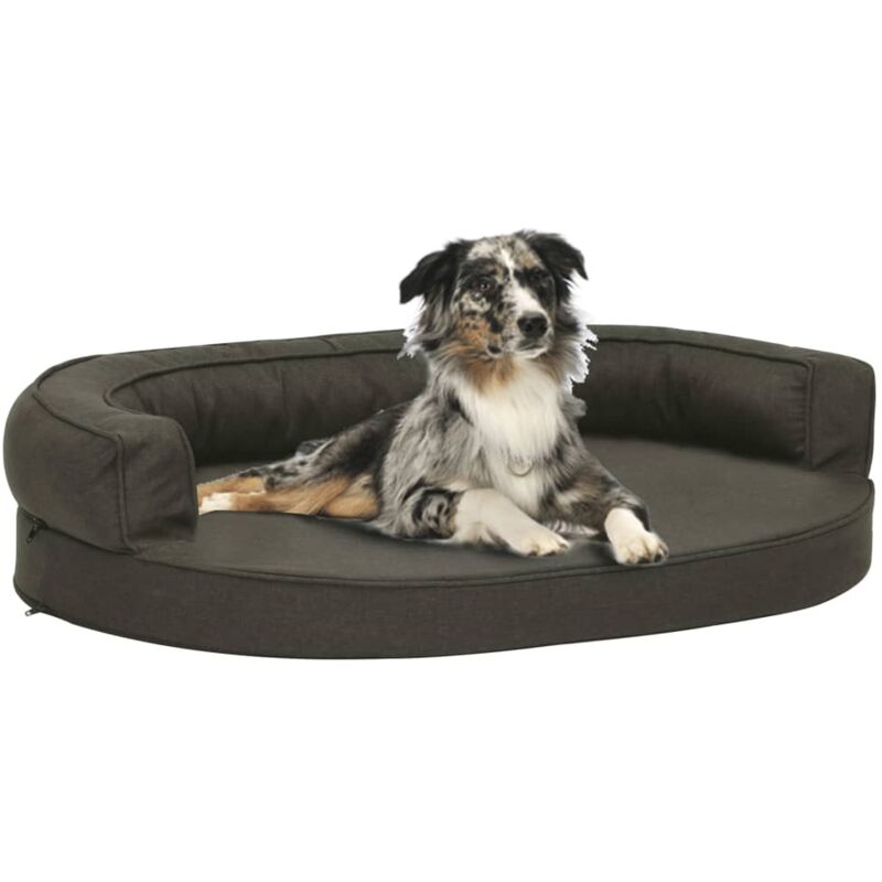 Hundematratze Ergonomisch 75x53cm Leinenoptik Dunkelgrau Vidaxl