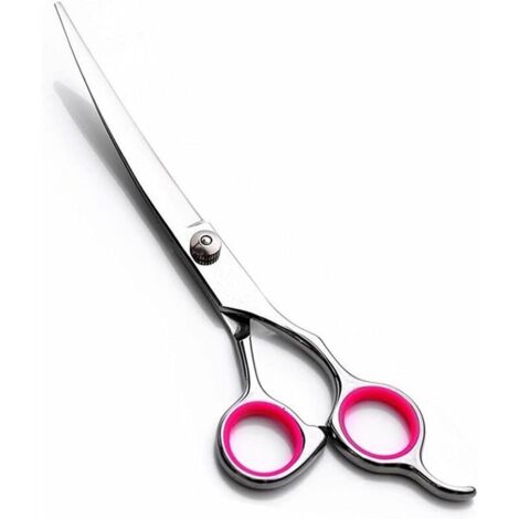 Hundepflegeschere, 15 cm professionelle Hundefriseurschere aus Edelstahl mit gebogener Schneideklinge für Hunde