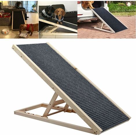Hunderampe Haustier Welpen Rampe Einstellbare Höhen rutschfeste Teppich Treppe-Massive hölzerne Rampe Hunderampe für Sofa& Bett p L 40100cm