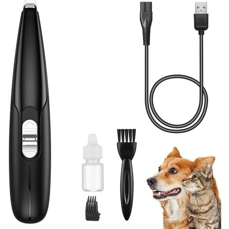 Hundeschermaschine– Schermaschine für Katzen, elektrisch, geräuschlos, per USB wiederaufladbar, schwarz