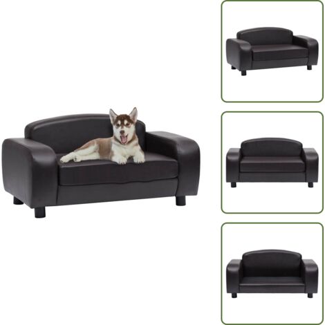 Hundesofa Braun 80x50x40 cm Kunstleder - Hundesofa - Hundebett - Tierbett - Kuschelplatz - Kleintiermöbel