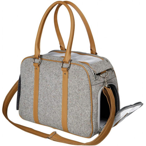 Hundetragetasche 28 x 40 cm Polyester/Kunstleder grau