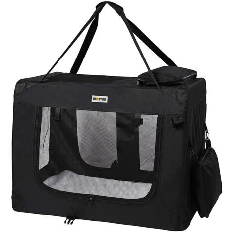 Hundetransportbox faltbar - Schwarz Transportbox für Hunde, Katzen und Kleintiere in XL