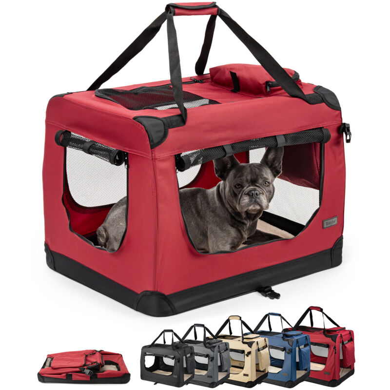 Dibea Lionto Hundetransportbox Hundetasche Hundebox Faltbare Kleintiertasche, (l) 70x52x50 Cm Dunkelrot