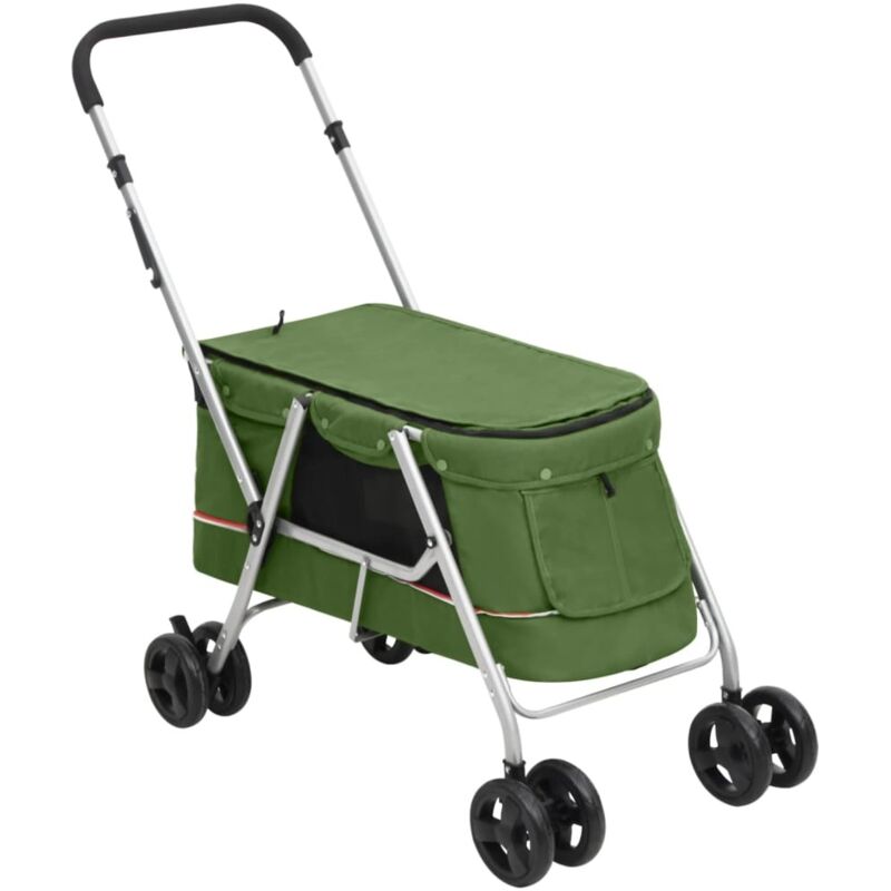 Hundewagen Faltbar Grün 100x49x96 Cm Leinenstoff - Vidaxl