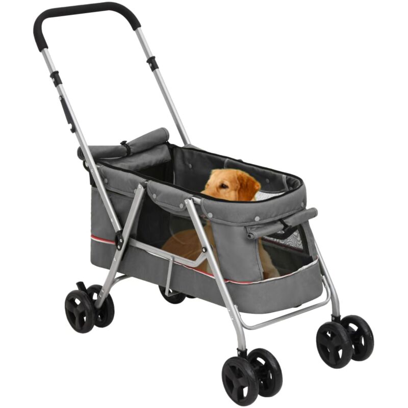 Hundewagen Faltbar Grau 100x49x96 Cm Leinenstoff - Vidaxl