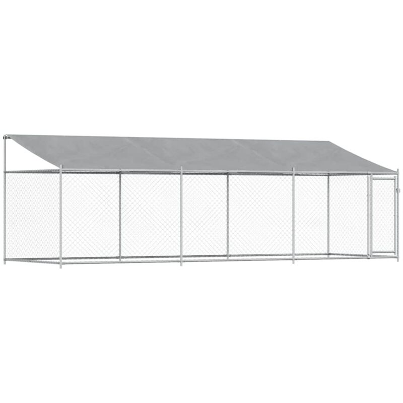 Hundezwinger Mit Dach Und Tür Grau 6x2x2 M Verzinkter Stahl Vidaxl
