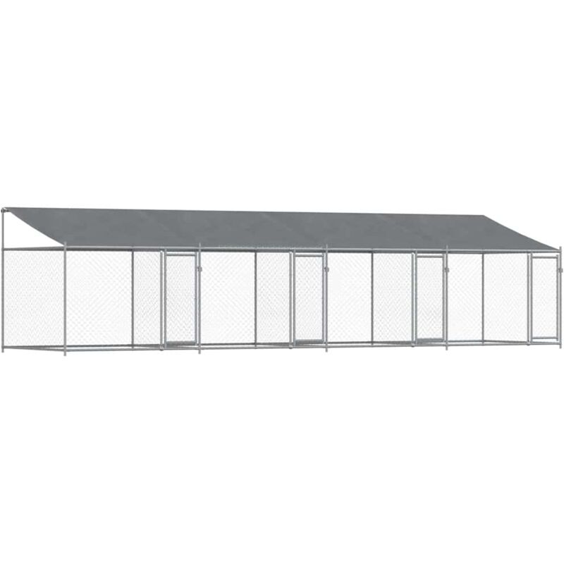 Hundezwinger Mit Dach Und Türen Grau 8x2x2 M Verzinkter Stahl Vidaxl