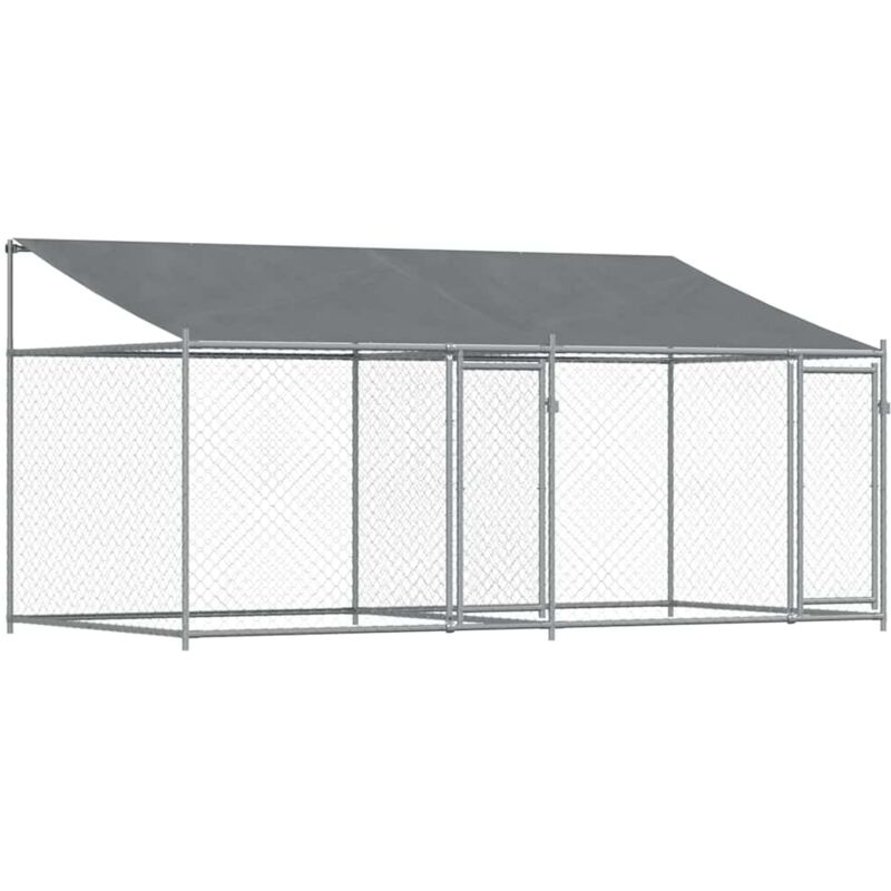 Hundezwinger Mit Dach Und Türen Grau 4x2x2 M Verzinkter Stahl Vidaxl