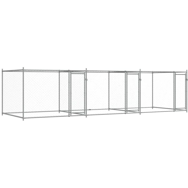 Hundezwinger Mit Türen Grau 6x2x1, 5 M Verzinkter Stahl Vidaxl 195889