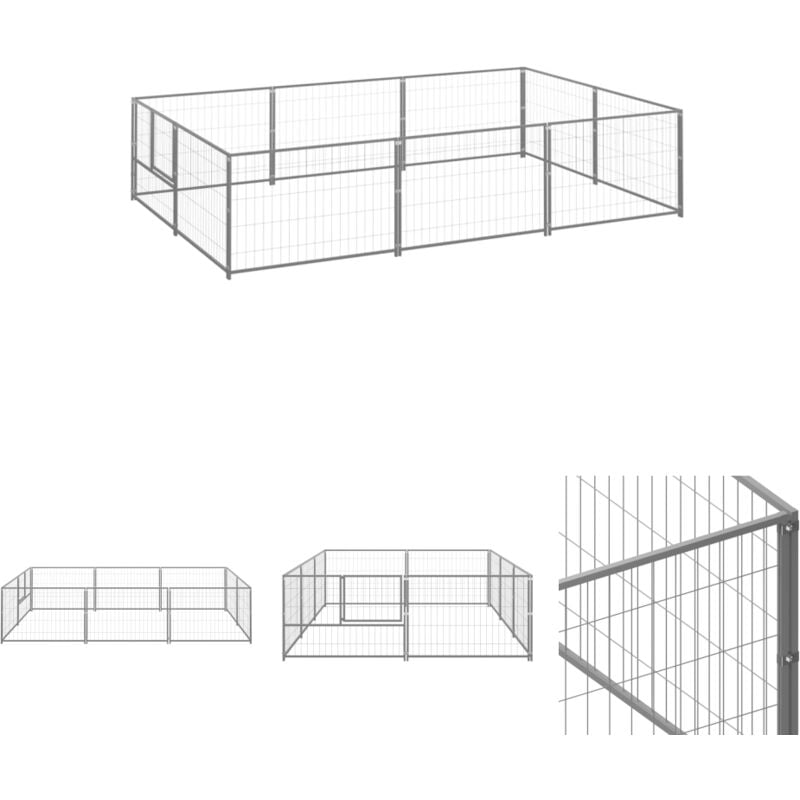 The Living Store Hundezwinger Silbern 6 m² Stahl - Hundezwinger & -ausläufe