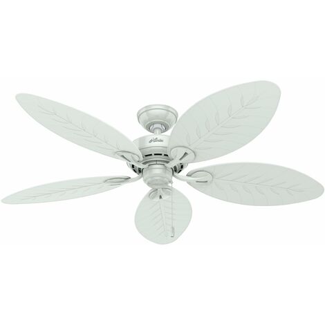 HUNTER FAN Ventilatore da Soffitto Bayview 137 cm per Interni ed Esterni, con Catena a Strappo, 5 Pale Intercambiabili Bianche, per Estate e Inverno, Modello 24996