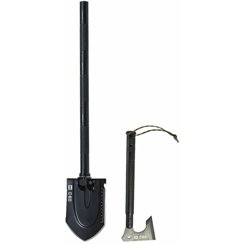 

Pala de supervivencia con hacha Pala tactica alta de acero inoxidable Pala de camping Combo de hacha con bolsa de almacenamiento Multiherramienta y