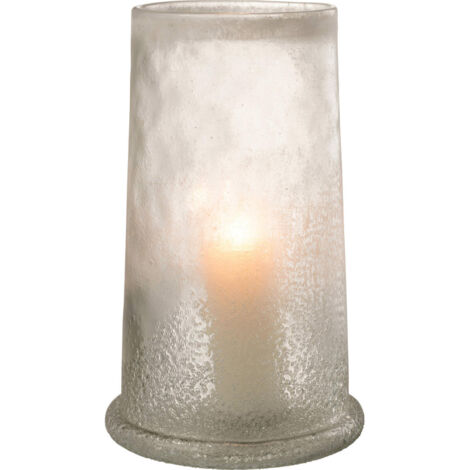 Hurricane photophore verre blanc effet sucre élégant - Blanc givré effet sucre