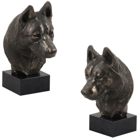 Husky siberiano, Husky siberiano - estatuilla de perro, busto sobre base de piedra, escultura, trofeo para la exposición de perros de la marca Art-Dog