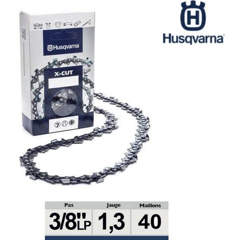 Husqvarna – Chaîne tronçonneuse 3/8 LP 0,50 mm 40 maillons – Coupe précise pour bois dur – 585404240