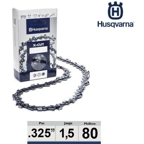 Husqvarna – Chaîne tronçonneuse 50 cm – 80 dents semi-chisel – Maillons anti-rebonds pour sécurité – Coupe précise pour bois dur