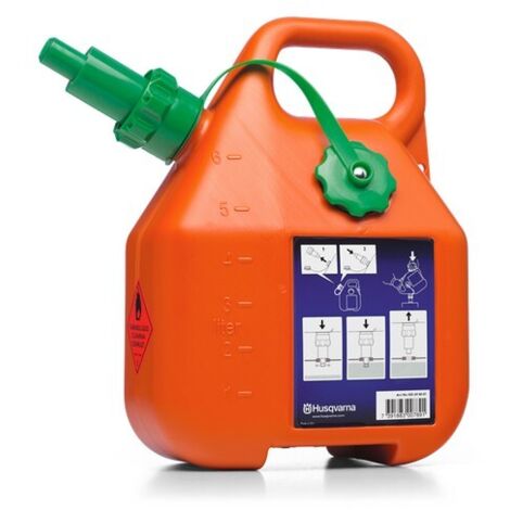 Husqvarna – Jerrican carburant 6l – Système d'arrêt automatique – Remplissage sécurisé – Évite les débordements de carburant