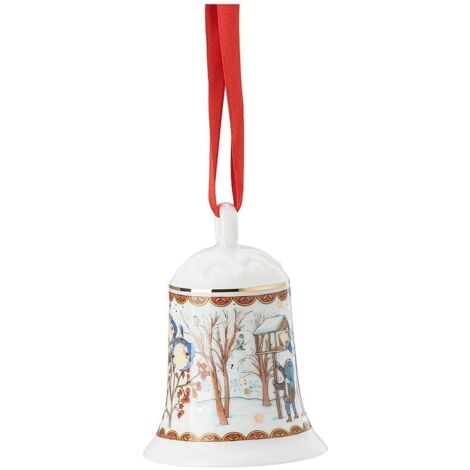 Hutschenreuther - Campana natalizia,collezione 2021, dimensioni: 7 cm, in porcellana, multicolore, Natale