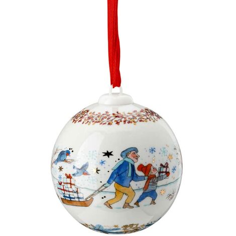 Hutschenreuther Sfera di porcellana con motivo natalizio, Ø 6 cm, multicolore