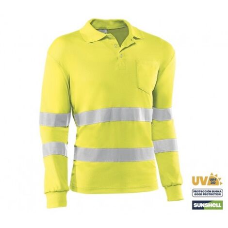 HV720ML/XL POLO MANGA LARGA 100% POLIESTER DE 140 GR./M². CON BANDAS REFLECTANTES. CO - JUBA