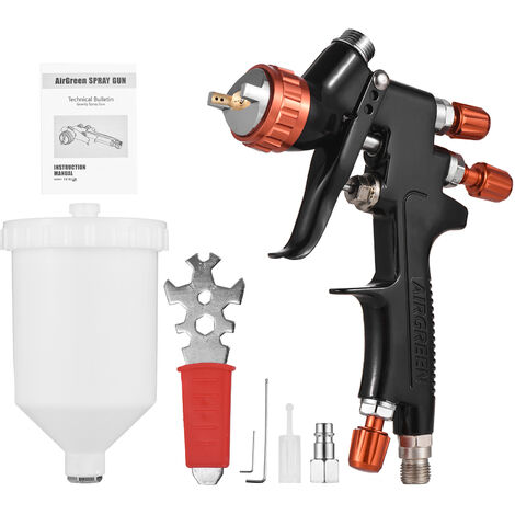 HVLP Air Spray Gun Kit 1.3mm Boquilla 600ml Taza de líquido Alimentación por gravedad Pulverizador de pintura de aire Mini Handheld Paint Spray Gun para reparación de automóviles Superficie de muebles
