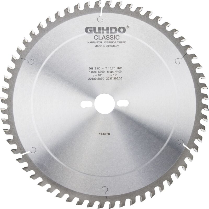 Kreissägeblatt 250x3,2x30 mm Hohlzahn Z60 dh für Plattenwerkstoffe hw - Guhdo
