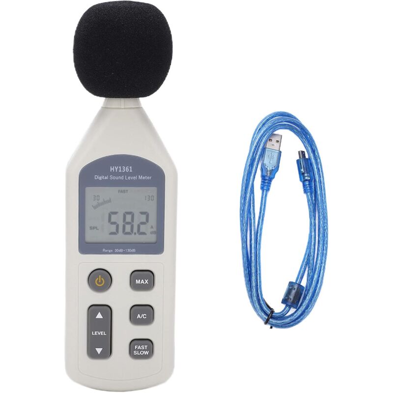 HY‑1361 Sonomètre Numérique Écran LCD Portable Moniteur de Décibels USB Enregistreur de Bruit Double Sortie de Signal Analogique 30-130dBA 35-130dBC