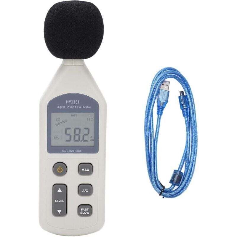 HY‑1361 Sonomètre Numérique Écran LCD Portable Moniteur de Décibels USB Enregistreur de Bruit Double Sortie de Signal Analogique 30-130dBA