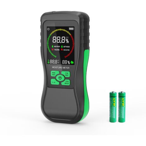 HY18 Humidimètre sans broche pour détection non destructive de l'humidité dans les cloisons sèches, le bois et la maçonnerie avec grand écran LCD, 4 modes pour bois de chauffage, murs