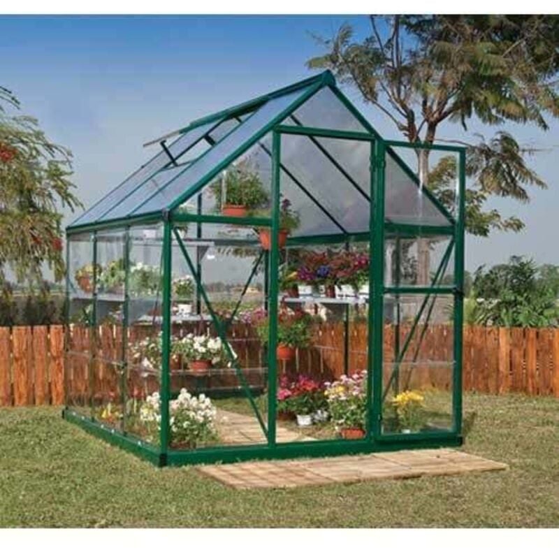 Palram-canopia - Serre de jardin en polycarbonate Hybrid 3,44 m², Couleur Argent, Ancrage au sol Oui