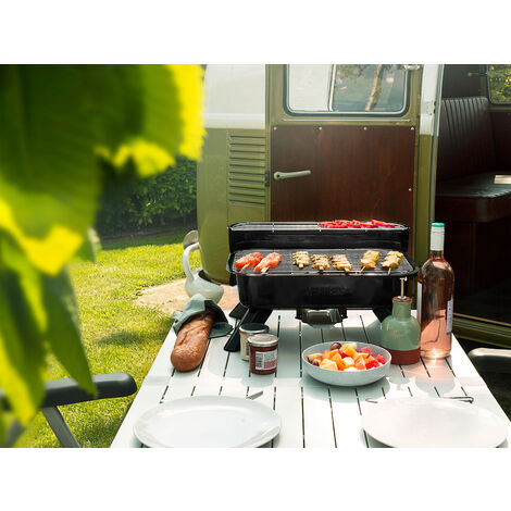 Hybrid Grill als Elektro- oder Holzkohlegrill, 44x29cm, 2000Watt