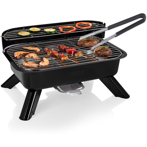 Hybrid Grill & Grillzange Elektro- Holzkohlegrill, 44x29cm, 2000W