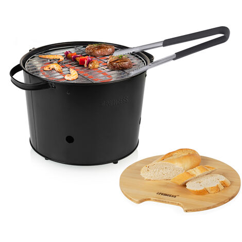 Hybrid Grill & Grillzange Elektro- oder Holzkohlegrill, Ø32cm, 1400W