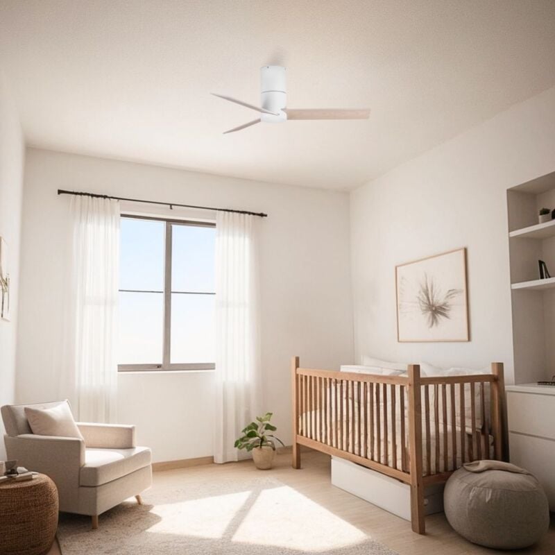 Ventyly - hybrid mini Ventilateur de Plafond Blanc/Pin Ø90 cm