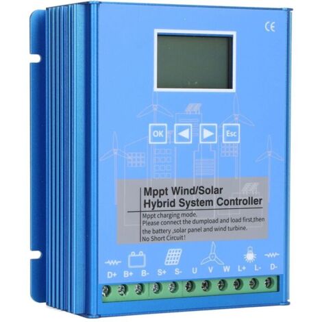 Hybrid solar/wind charge controller, 800W Wind 600W PV Solar, MPPT charge controller, automatic identification 12V 24V, with LCD screen, for wind turbine, solar panel