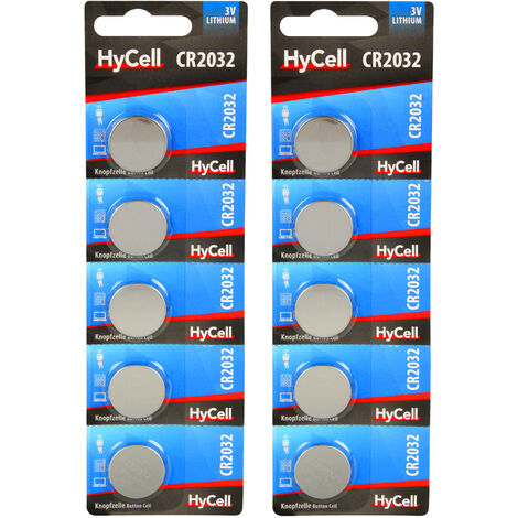 HYCELL GMBH HyCell 10er Pack Lithium Knopfzellen CR2032 3V - Knopfbatterien - 10 Stück