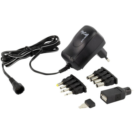 HyCell 1201-0006 Steckernetzteil, einstellbar 3 V/DC, 4.5 V/DC, 5 V/DC, 6 V/DC, 7.5 V/DC, 9 V/DC, 12