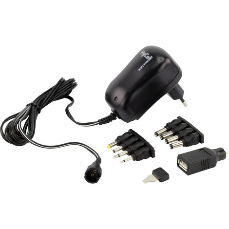 HyCell 1201-0007 Steckernetzteil, einstellbar 3 V/DC, 4.5 V/DC, 5 V/DC, 6 V/DC, 7.5 V/DC, 9 V/DC, 12
