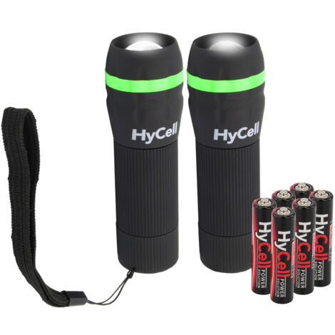 HyCell Mini LED Taschenlampe zoombar & fokussierbar inkl. AAA Batterien (2Stück)
