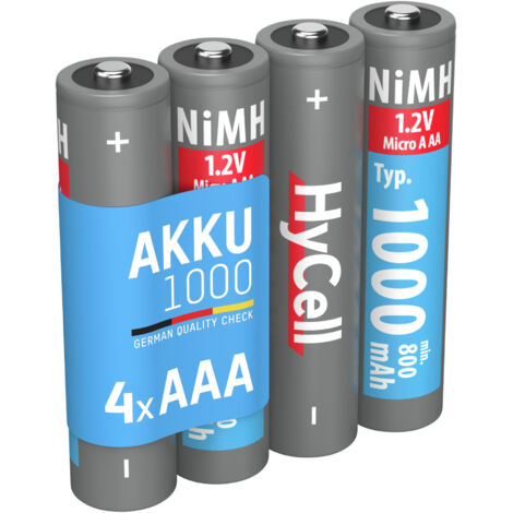 HyCell Piles rechargeables NiMH Micro AAA 1000 mAh 1,2V (lot de 4)