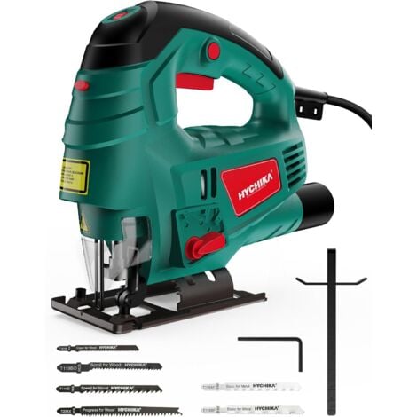 Scie Sauteuse HYCHIKA 750W, Avec Moteur en Cuivre Puissant, 800-3000SPM Tours par Minute Avec 6 Vitesses Variables, Angle d'inclinaison ±45 °