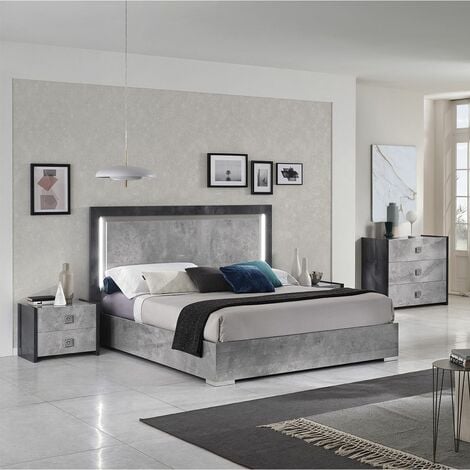 ILONA CAMINA - Chambre Complète 140x190cm avec Dressing Effet