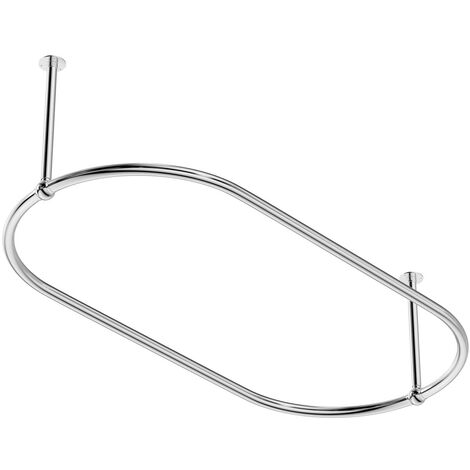 Hyde Chrome 1500mm x 700mm Oval Traditional Shower Curtain Rail